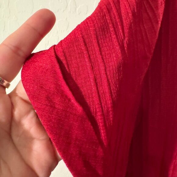 SHEIN Curve Red Blouse | Zip Front Ribbed Short Sleeve Top | Size 2XL - Picture 4 of 4